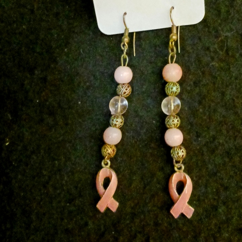Breast Cancer Awareness Earings Vintage